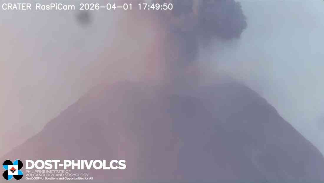 Mayon volcano records 116 volcanic quakes, 296 rockfall events in past 24 hours