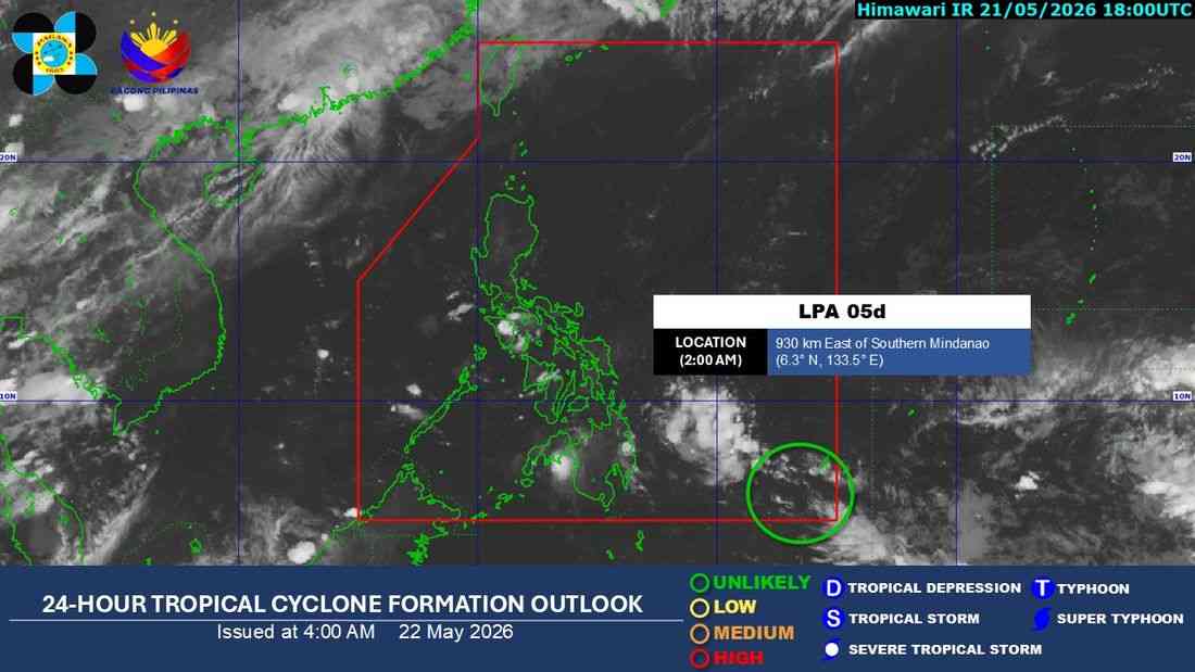LPA monitored east of Mindanao
