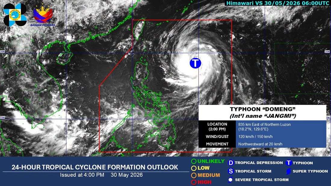 'Domeng' intensifies into typhoon inside PAR; unlikely to make landfall — PAGASA