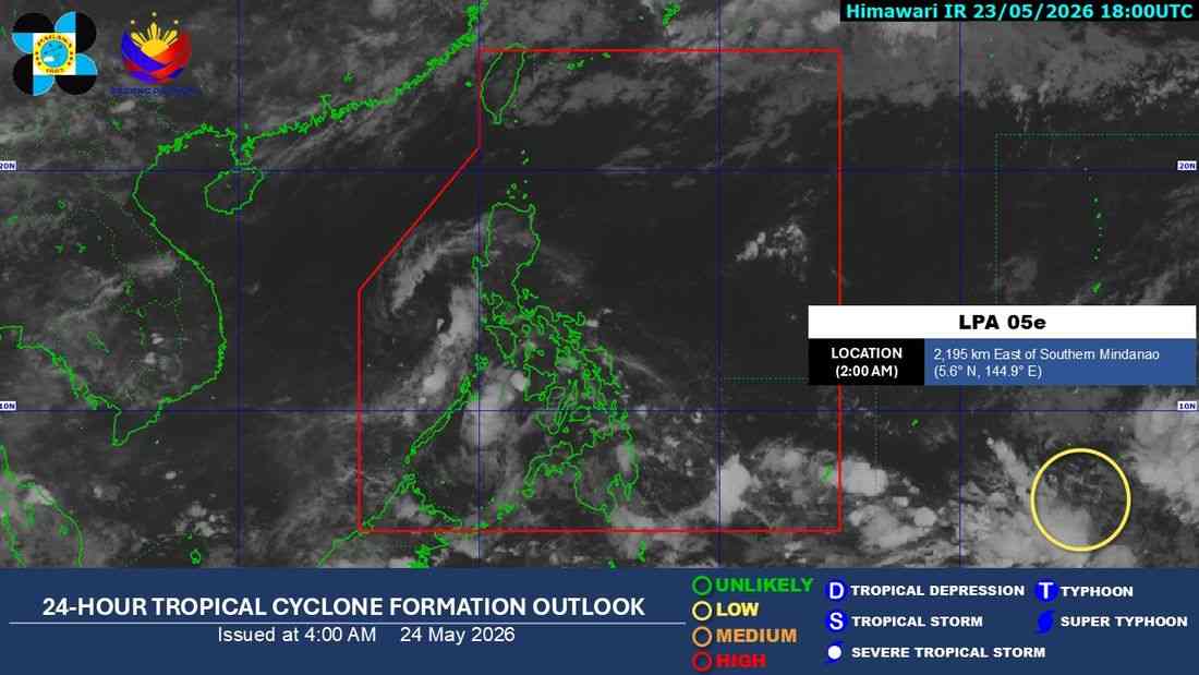 PAGASA monitors new LPA east of Mindanao