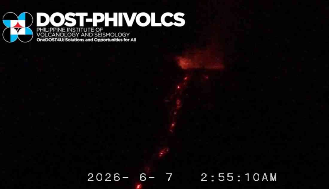 Mayon Volcano lava effusion observed at summit crater