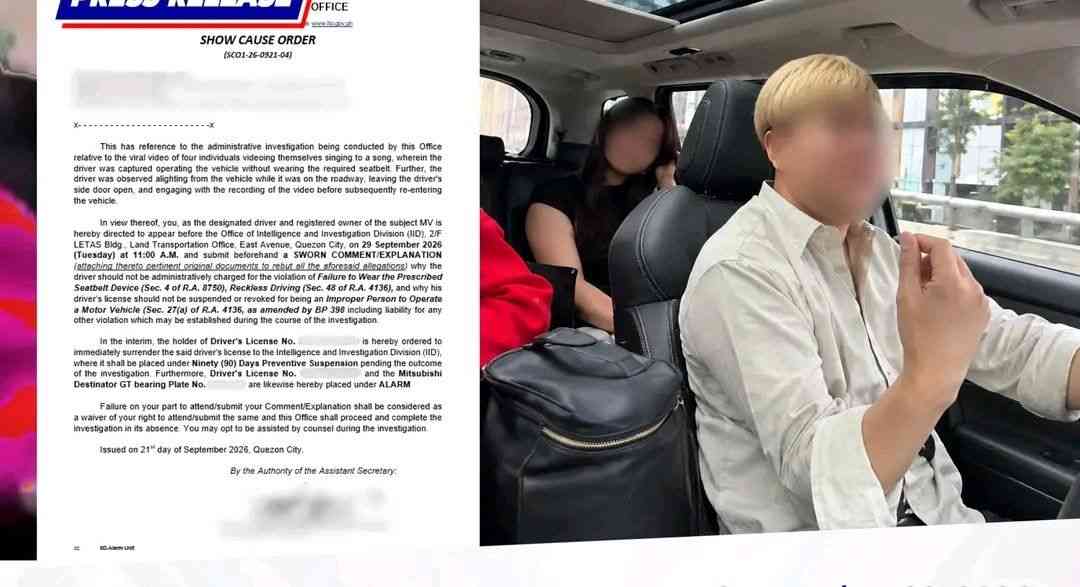 LTO issues show cause order vs. TV host over seatbelt, reckless driving