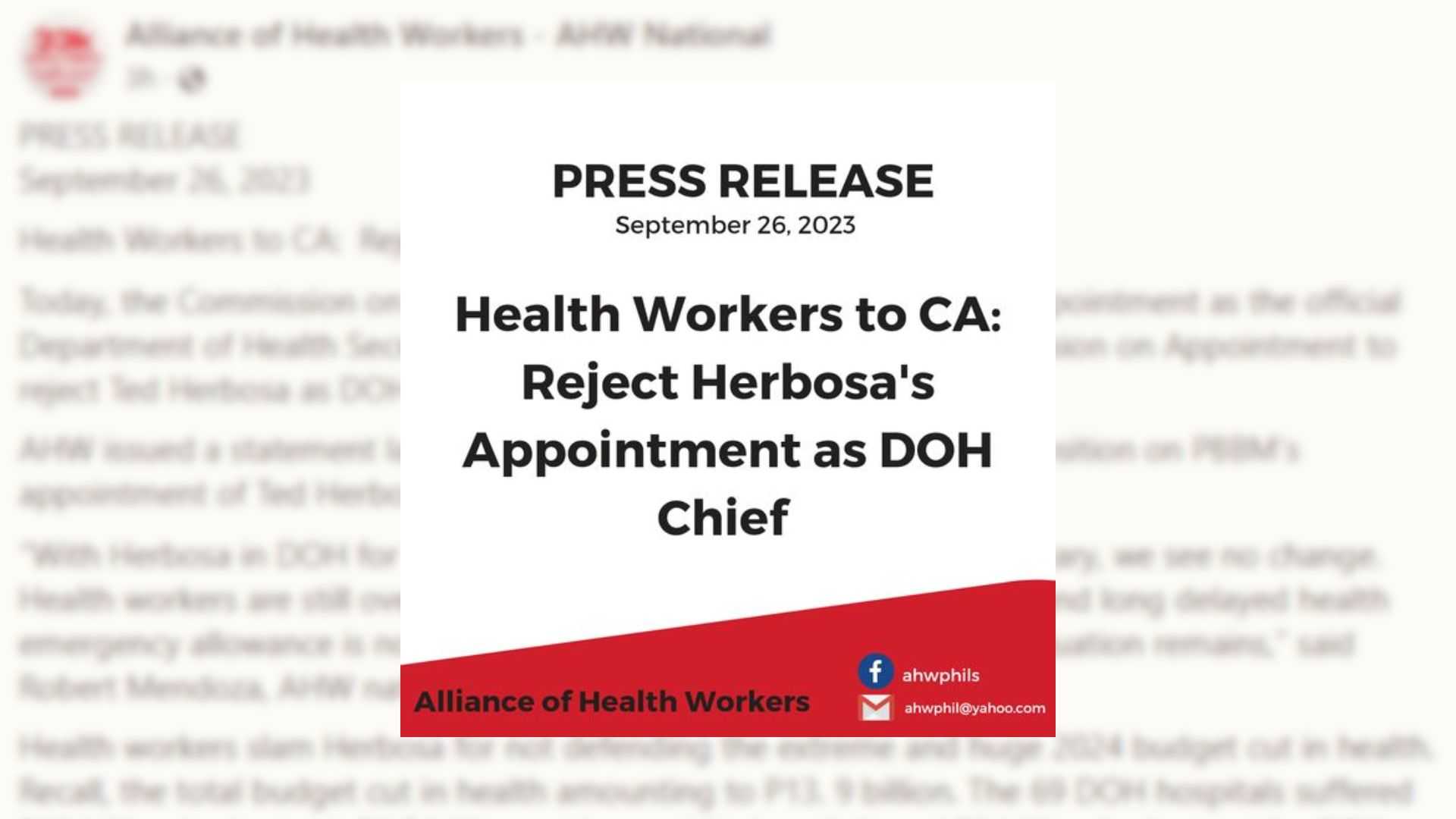 Health workers appeal to CA: Reject Herbosa as DOH chief