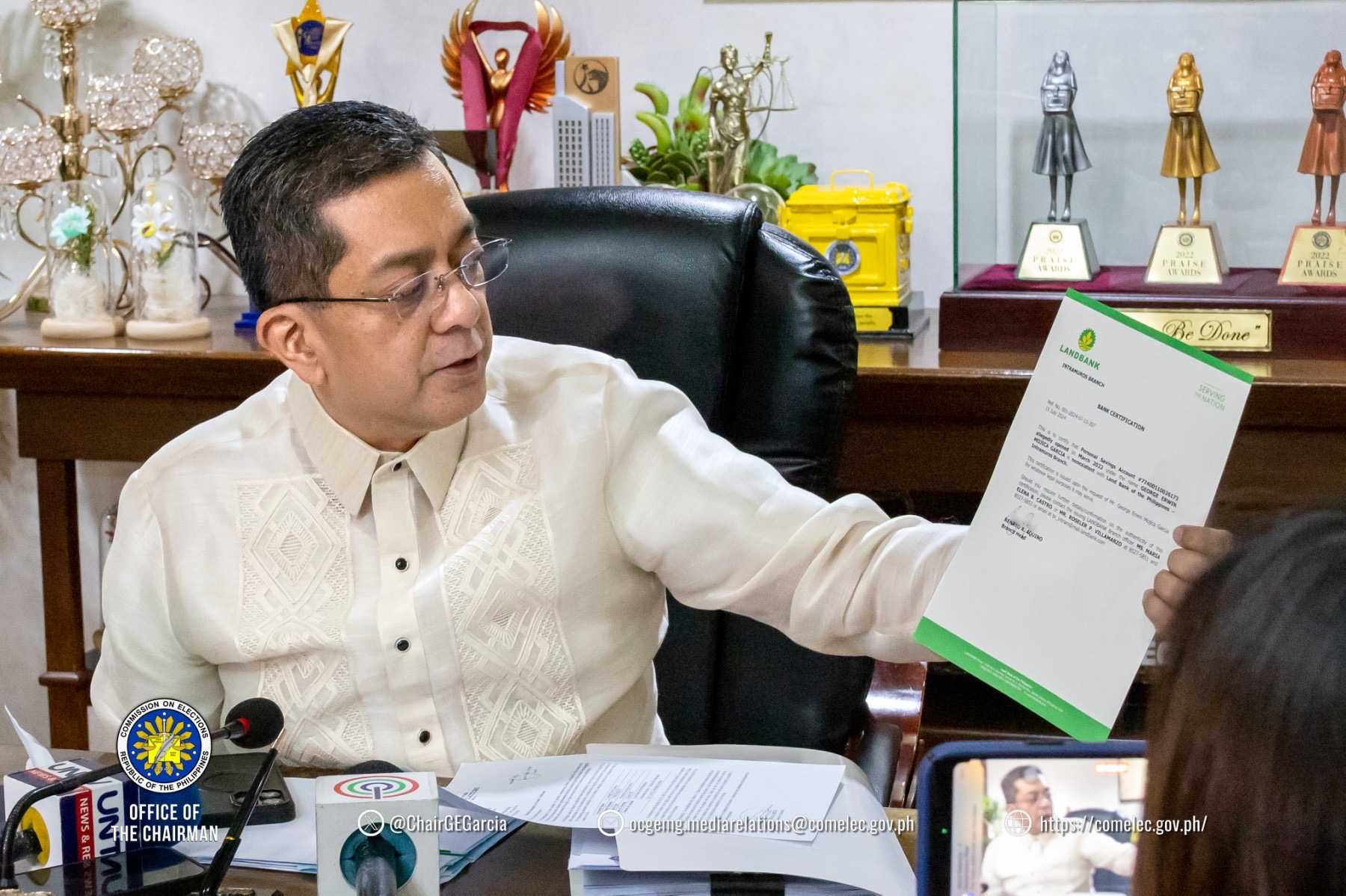 Banks refute existence of alleged COMELEC Chair accounts