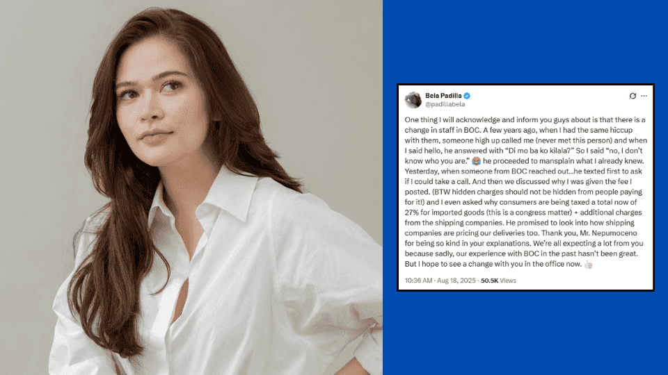 Bela Padilla thanks BOC for swift action on import tax complaint
