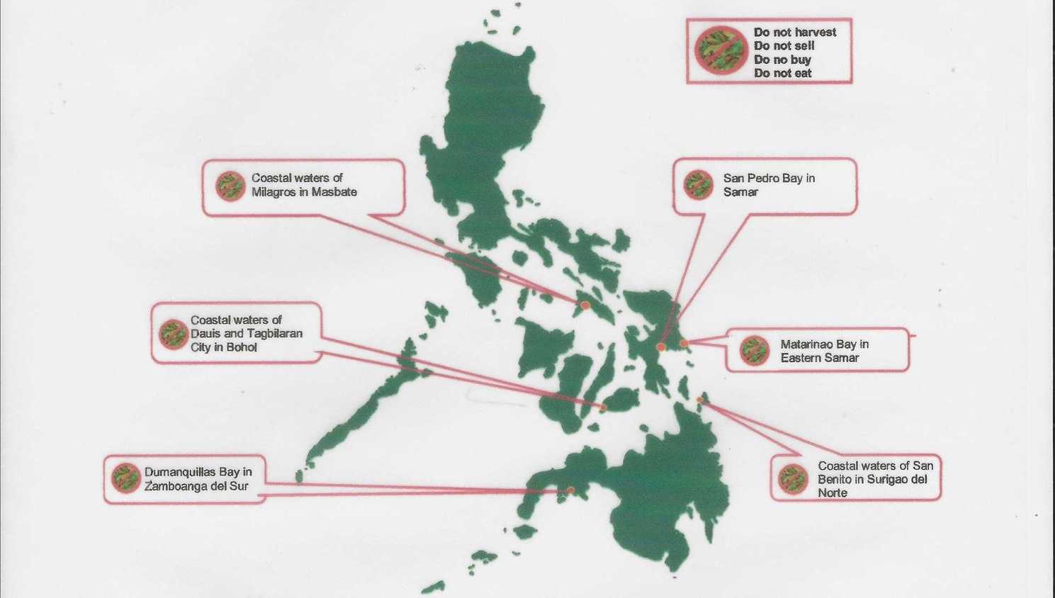 BFAR warns against eating shellfish in 6 areas due to red tide