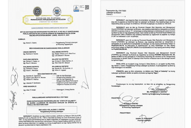 Bulacan now placed under state of calamity