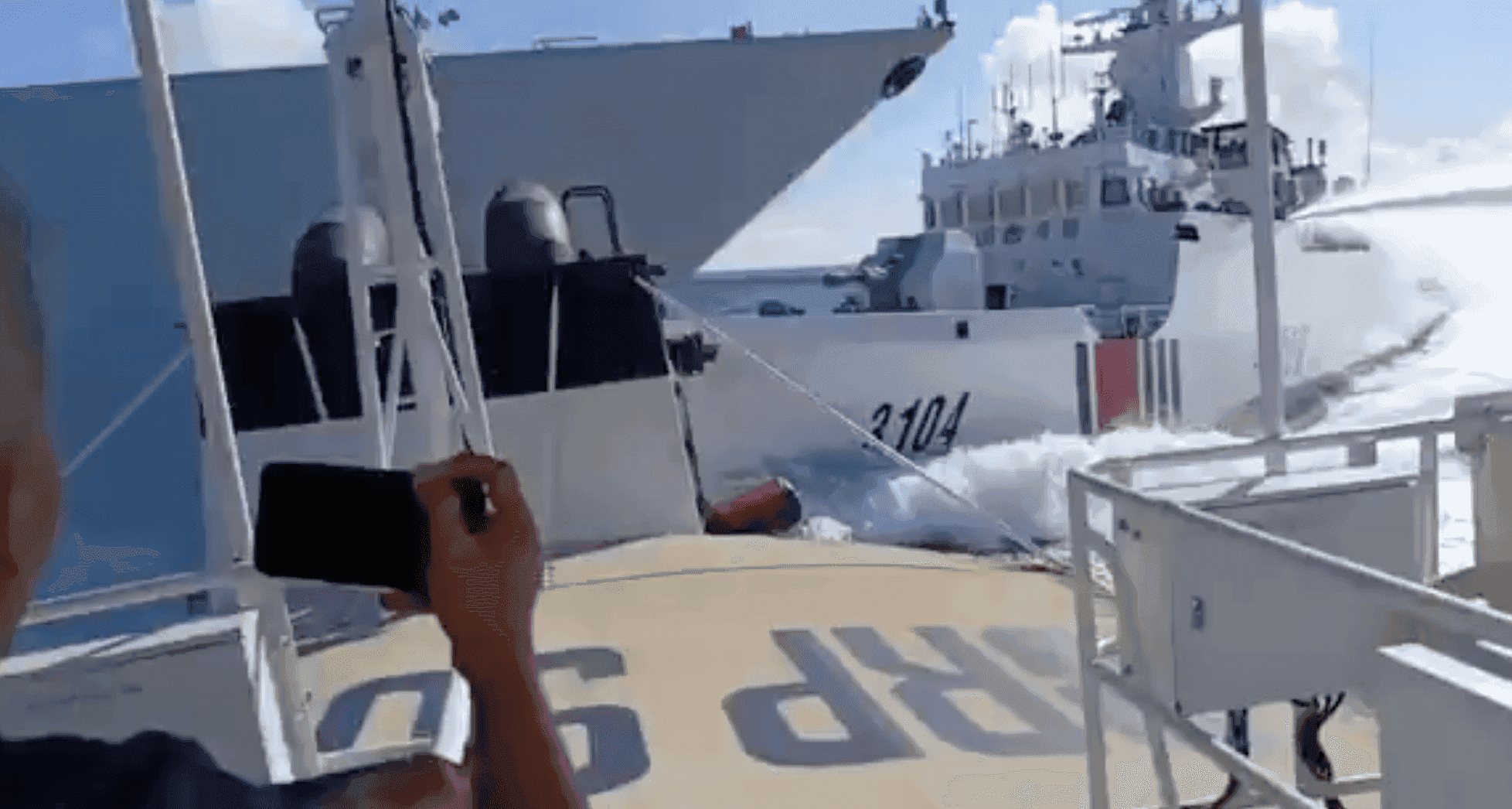 PCG vessel targeted by water cannon; CCG collides with Chinese PLA warship