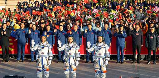 China's youngest-ever crew of astronauts heads to space station