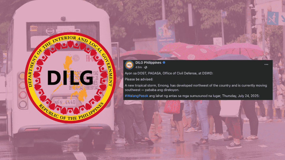 Classes and gov’t work remains suspended for tomorrow July 24, due to Tropical Depression Emong