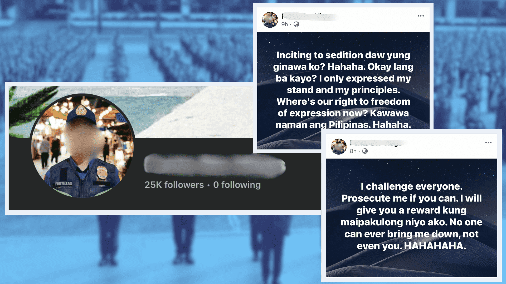 Cop charged with inciting to sedition undergoes neuropsychiatric exam