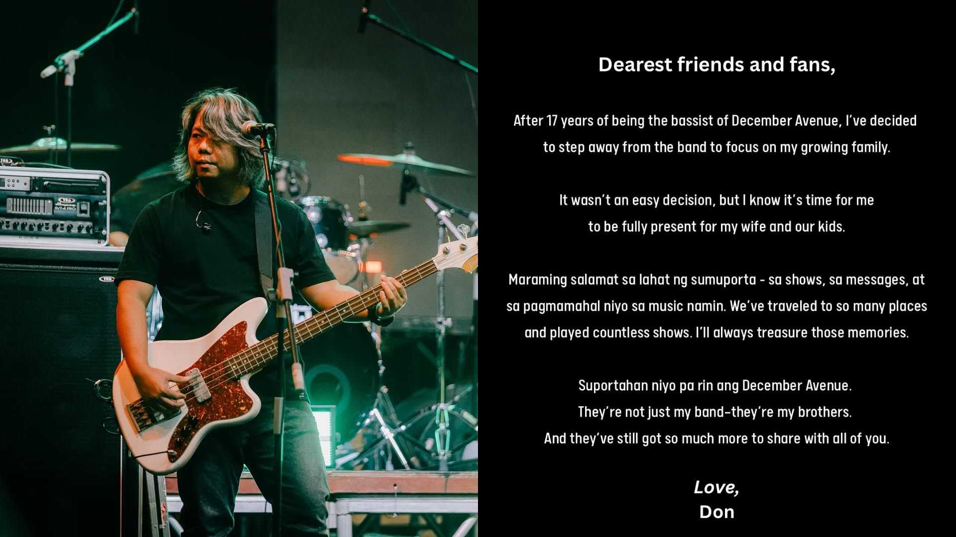 December Avenue’s Don Gregorio steps away from the band to focus on family