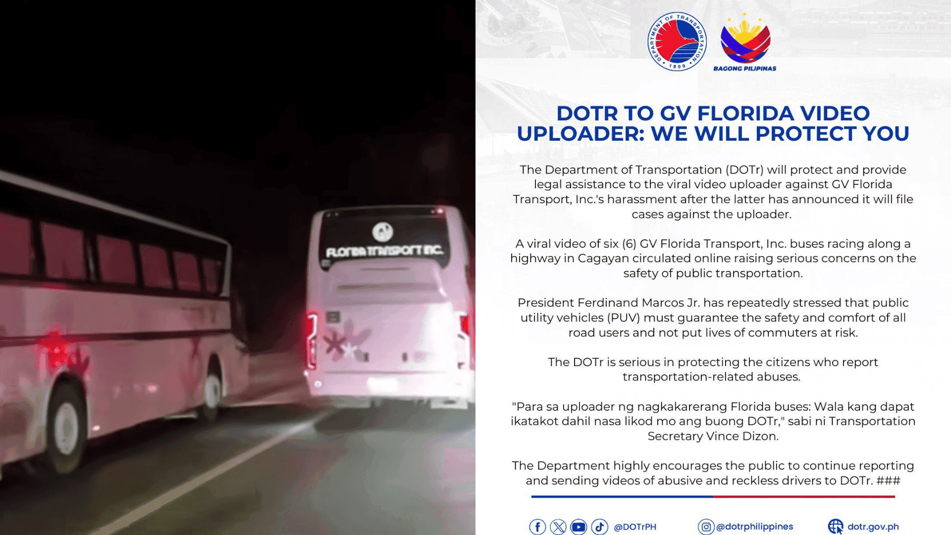 DOTr to protect GV Florida video uploader: 'Wala kang dapat ikatakot'