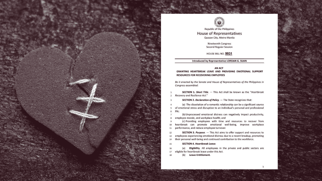 Solon proposes heartbreak leave for private, public employees