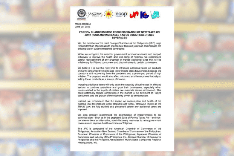 JFC calls out gov’t to reconsider new junk food tax proposal