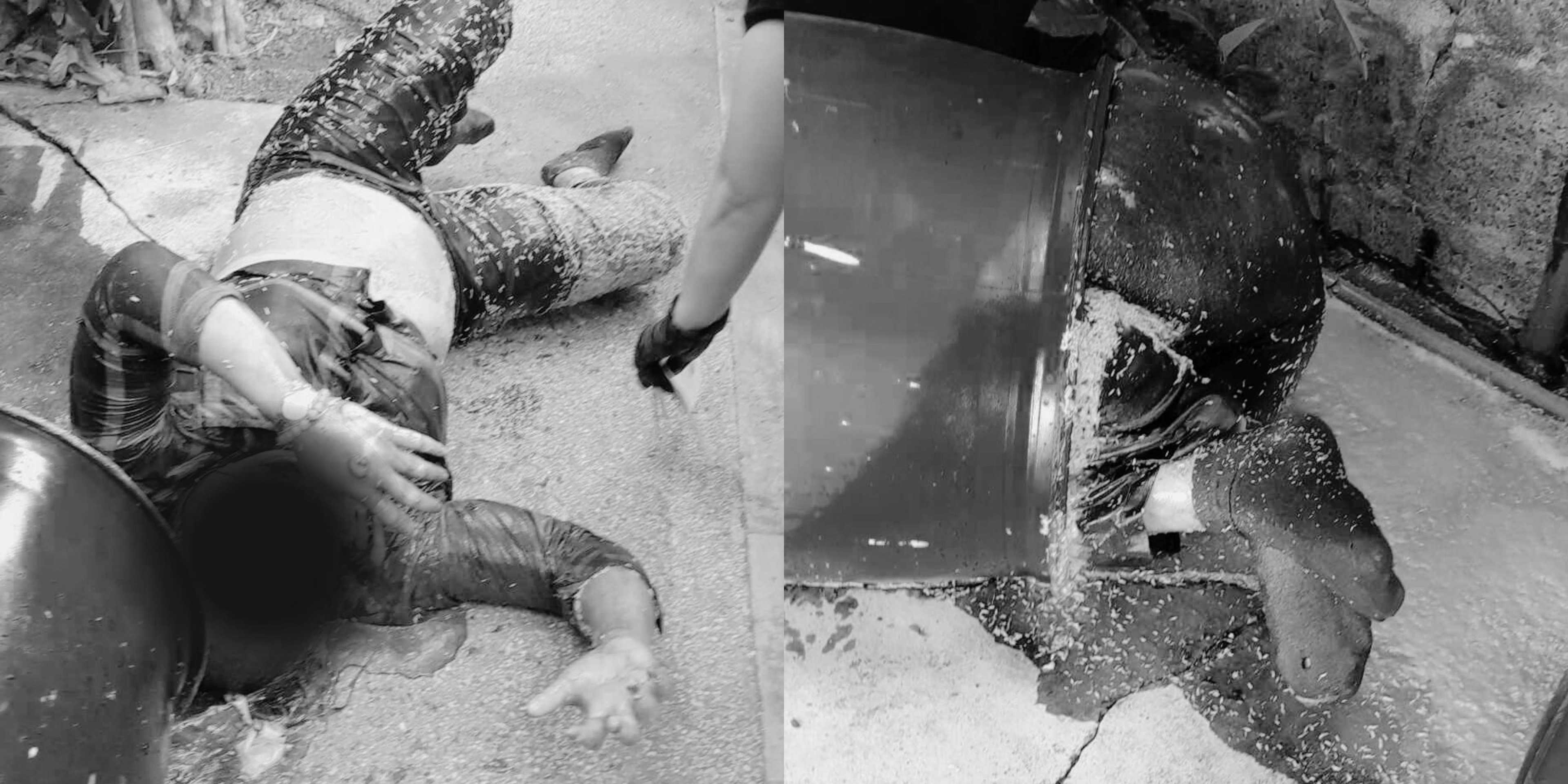 Lifeless body of caregiver found inside a plastic drum in Cainta, Rizal
