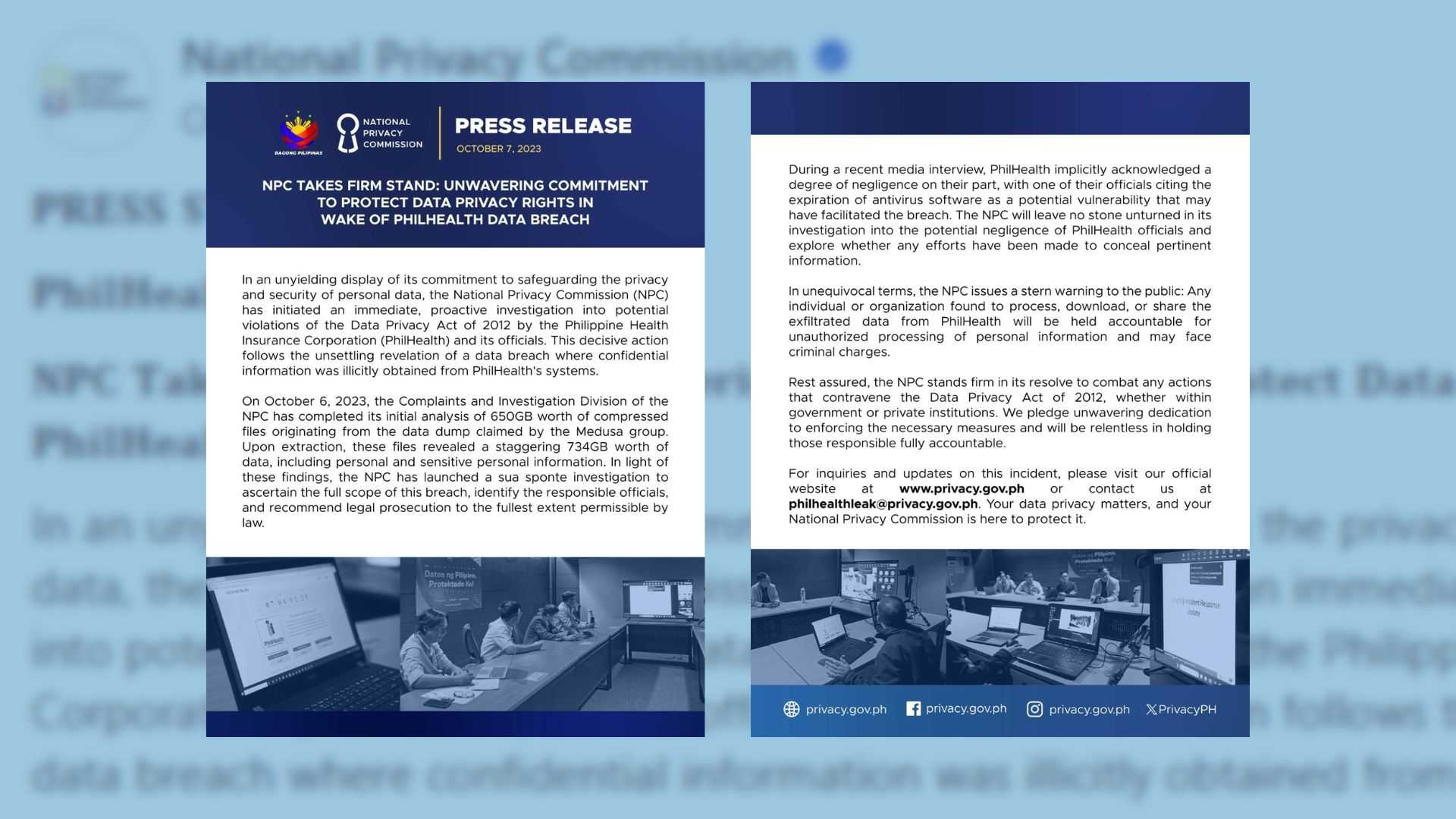 NPC probes possible violations of PhilHealth in data breach