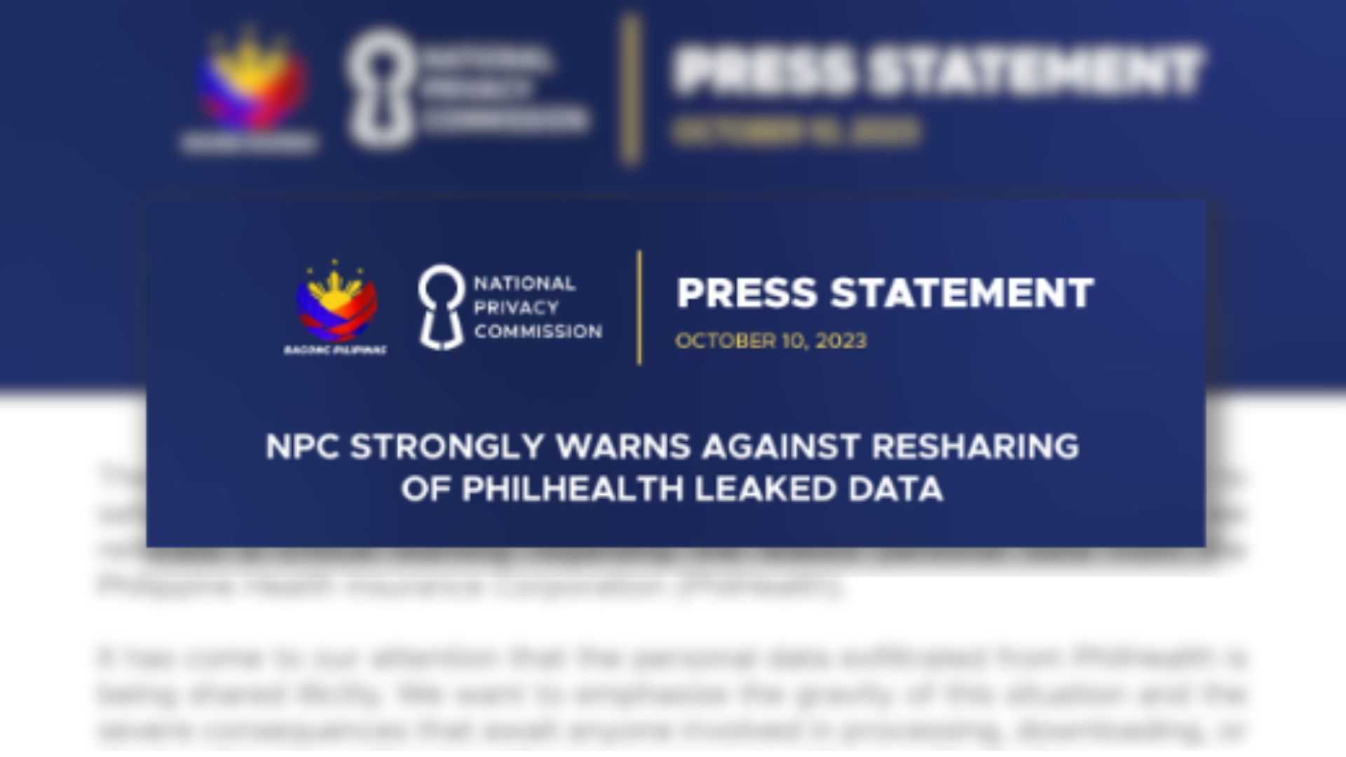 Data privacy body warns public against sharing leaked PhilHealth data