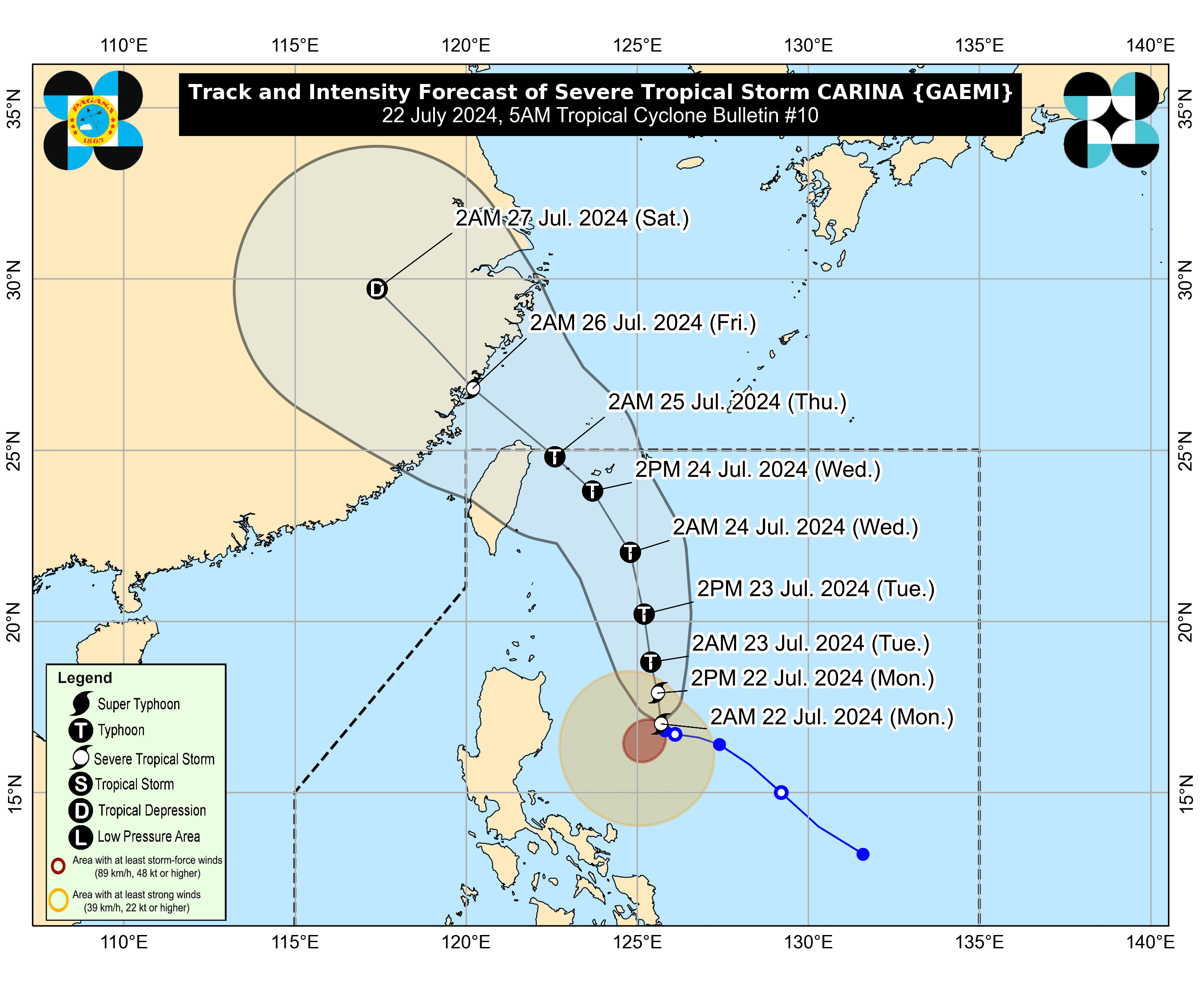 PAGASA declares Carina as severe tropical storm; Signal No. 1 up in portions of Cagayan, Isabela