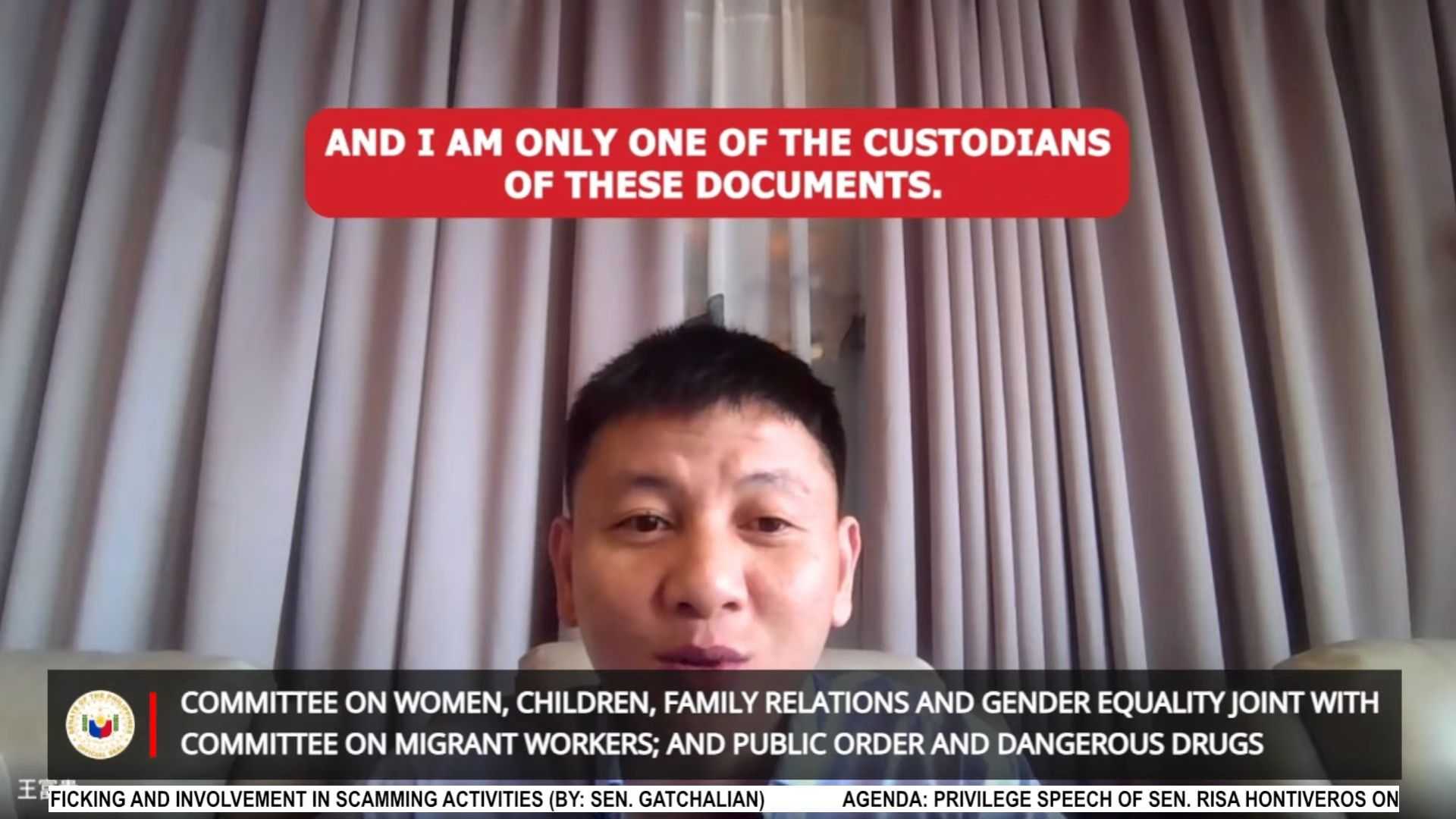 Sen. Risa Hontiveros presents recorded interview with Wang Fu Gui, confirms Alice Guo as Chinese spy