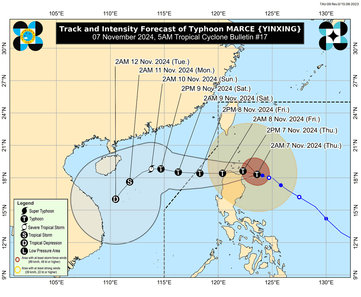 'Marce' threatens Northern Cagayan, Babuyan Islands, and Northeastern Cagayan as Signal no. 4 raised