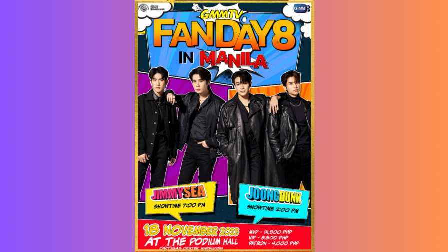 GMMTV's "Fan Day8” with JimmySea, JoongDunk is coming to Manila on Nov. 18