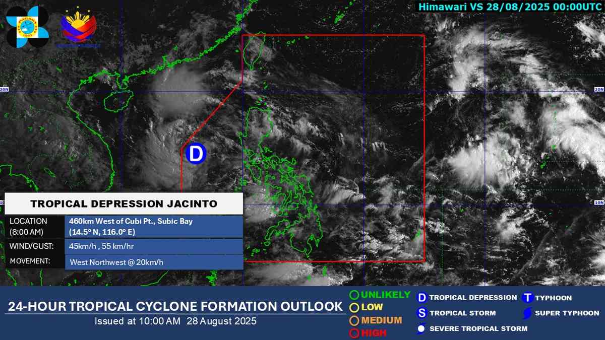LPA inside PAR now a tropical depression “Jacinto”