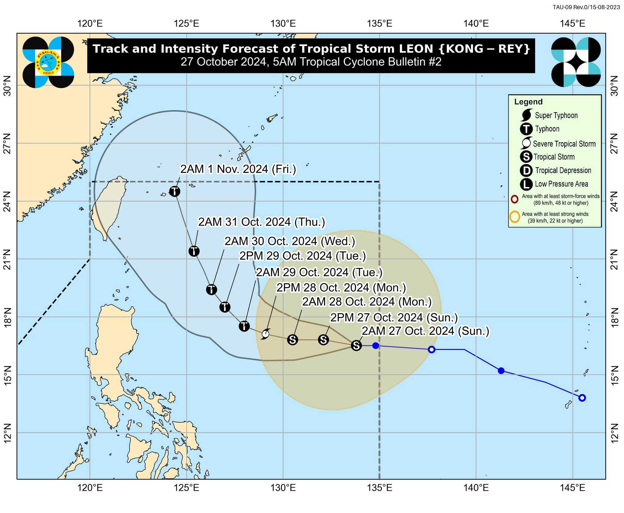 Tropical Storm “Leon” maintains strength, moves westward over Philippine sea