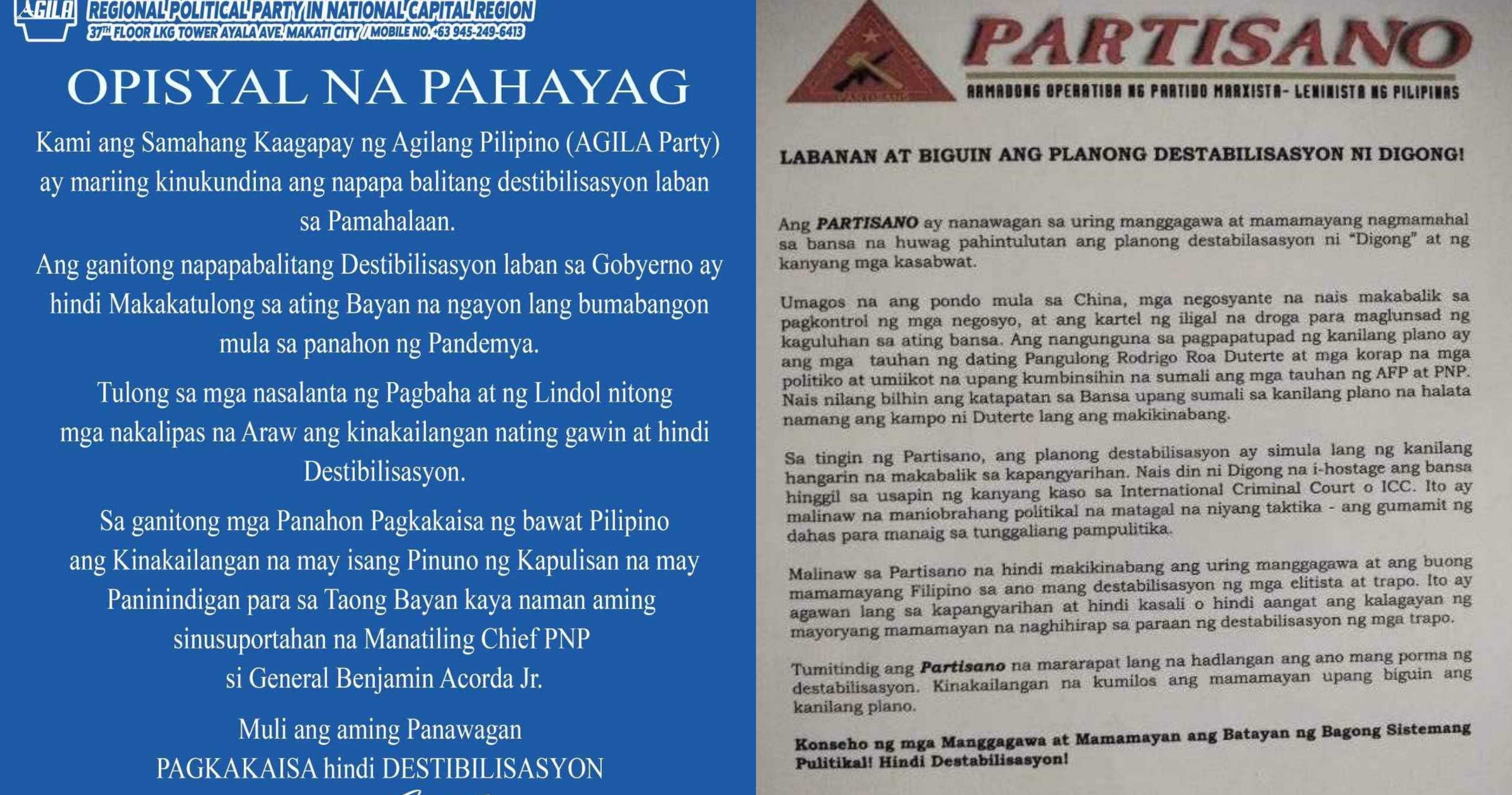 Two groups condemn alleged destabilization plot